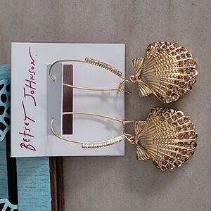 Gold Shell Earrings with Crystal Accents